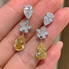 Simple and Elegant Square Cubic Zirconia Earrings Bling Yellow CZ Dangle Women Wedding Engagement Jewelry - Image 35