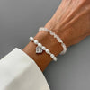 2Pcs/Set Elegant Imitation Pearl Crystal Chain Bracelets for Women Shinny Rhinestone Heart Pendant Bracelet Jewelry Gift - Image 3