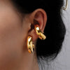 Thick Round C Shape Chunky Hoop Earrings Women Glossy Circle Gold Silver Color Steel Needle Stud Huggie Earrings Jewelry - Image 2