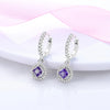 Silver Hoop Earrings Purple Zircon Flowers Butterflies Studs Earring For Women Wedding Engagement Gift - Image 3