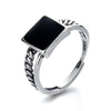 Silver Rings for Women Couple Minimalist Handmade Simple Wide Square Black Ring Jewelry Gift Prevent Allergy - Image 5