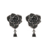 Antique Black Zircon Rose Flower Stud Earrings For Women Black Gold Color Water Drop Pendant Small Ear Studs Daily Party Jewelry - Image 5