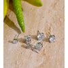 1Set Shiny Cubic Zirconia Round Stud Earrings Daily Stainless Steel Versatile Jewelry Party Gift - Image 4