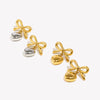 Bow Shaped Heart-shaped Earrings 316L Stainless Steel Jewelry Gold Plated Earrings for Women - Image 4