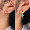 Gold Plated Stainless Steel Huggie Hoop Earrings for Women Chic Vintage Natural Stone Charms Jewelry - Image 18