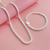 Silver 4mm Square Box Chain Necklace and Bracelet Set for Men and Women Party Jewelry - Image 5