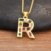 Inlaid Colorful Zircon A-Z Letters Pendant Necklace Name Initials Alphabet For Women Accessories Gifts - Image 25