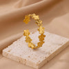 Floral Cuff Bracelet in Stainless Steel with Gold-Tone Finish - Image 3