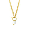 Imitation Pearl Pendant Necklace with Gold-Tone Rope Chain - Image 6