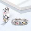 Single Row Cute Stars Multicolor Zircon Hoop Earrings For Women Silver Color Small Ear Buckle Daily Party Wedding Jewelry Gifts - Image 4