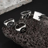 4Pcs/Set Black Five-Pointed Star Wide Rings for Men Hiphop Silver Color Geometric Thick Opening Finger Rings Sets Jewelry Gifts - Image 3