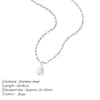 Y-Shaped Stainless Steel Necklace Gold Color Jewelry Rectangle Link Chain Choker Freshwater Pearl Pendant Necklace - Image 8