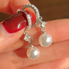 Silver Color Imitation Pearl Hanging Earrings for Women Simple and Classic Bridal Wedding Accessories Jewelry - Image 3