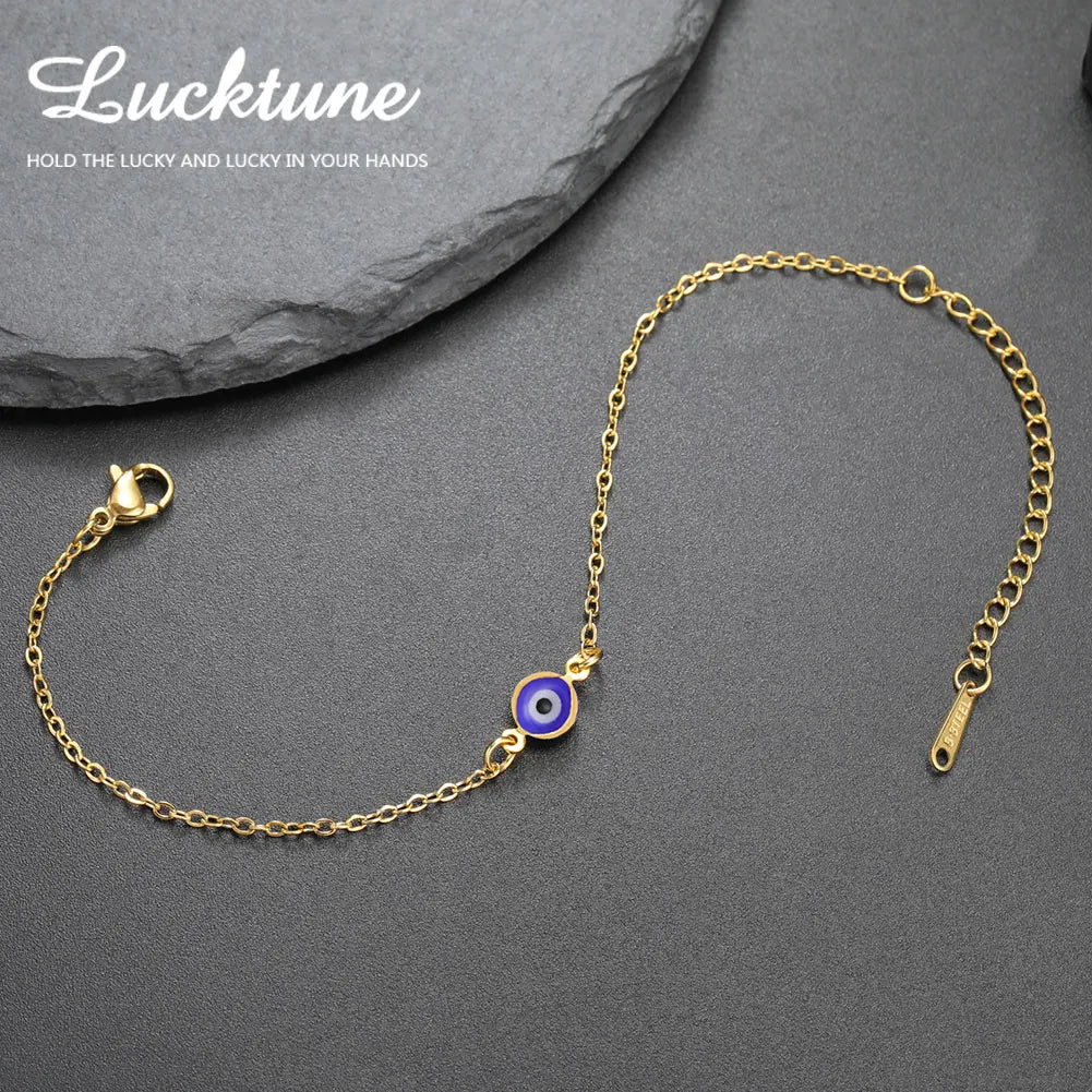 Stainless Steel Turkey Evil Eye Bracelets for Women Flat Blue Evil Eye Lucky Chain Charm Bracelet Jewelry Gifts - Image 1