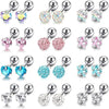 1-12 Pairs Shiny Zirconia Cartilage Stud Earring Tragus Helix Piercing Barbell Star Heart Ball Cartilage Earrings Set for Women - Image 1