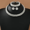 Light Double Layer Choker Necklace for Women Full Rhinestone Cuff Bracelet Stud Earring Braidal Wedding Party Jewelry Set - Image 3