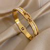 316L Stainless Steel Inlaid Zircon Star Twisted Flower Cuff Bracelet Bangle For Women Men Stackable Charm Jewelry - Image 7