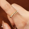 Opening Ring for Women Girls Sparkling Lab Diamond Half Eternity Wedding Ring Adjustable Jewelry Gift - Image 3