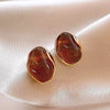 Vintage Maillard Coffee Tone Clip on Earrings for Non Pierced Retro Style Brown Resin Tiger Eye Stone Artistic Women Ears Clips - Image 15