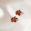 Red Rhinestone Zircon Maple Leaf Stud Earrings For Women Vintage Personality Crystal Earring Fall Winter Charm Jewelry - Image 2