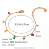 Stainless Steel Colorful Cubic Zirconia Stone Charm Beads Chian Necklace Bracelet Anklet Jewelry Set - Image 7