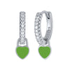 Huggie Silver Ear Needle Enamel Heart Pendant Hoop Earrings Circle Micro Set Zircon Earrings for women Gift - Image 23