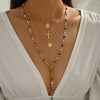 Layered Rosary Cross Necklace with Mary Pendant and Beaded Y Chain - Image 4