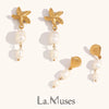 Gold-plated Stainless steel Starfish Shell Pearl Pendant Tassel Earrings Woman Jewellery - Image 1