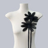 Two-Piece Fabric Flower Collar Brooch Set in Black or White - Image 3