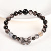 JD Stone Silver Color Shiny Obsidian Bow Strand Bracelet Women Sweet Bangles Yoga Couple Gift - Image 3