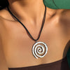 Simple Hollow Out Metal Spiral Pendant Necklace for Women Punk Black Leather Wax Thread Rope Choker Necklace Party - Image 2