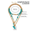 KunJoe 3Pcs Vintage Blue Stone Beads Choker Necklaces for Women Bohemia Geometry Pendant Necklace Neck Jewelry - Image 4