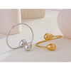 Distinctive Stainless Steel Water Drop Cuff Adjustable Bracelet Bangle Texture Metal Stylish Jewelry - Image 2