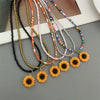 Colorful Seed Beads Short Choker Necklace with Yellow Flower Pendant Gift Necklace Black Orange Color Rice Beads Gift Jewelry - Image 1
