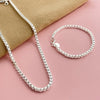 Silver 4mm Square Box Chain Necklace and Bracelet Set for Men and Women Party Jewelry - Image 4