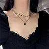 Retro Double Layer Clavicle Chain Necklace For Women Dark Style Black Acrylic Crystal Gemstone Choker Elegant Party Jewelry - Image 1