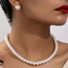 Minimalist Imitation Pearl Necklace Earrings Bracelet Jewelry Set Women's Party Accessories - Image 5