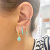 Huggie Silver Ear Needle Enamel Heart Pendant Hoop Earrings Circle Micro Set Zircon Earrings for women Gift - Image 5