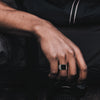 14mm Square Signet Ring for Men Boys, Black Stainless Steel with Enamel Stamp Finger Band, Punk Simple Male Ring - Image 3