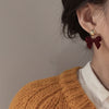 Vintage Black Flocking Bowknot Earrings Geometric Cute Bowknot Stud Earrings for Women Y2K Elegent Jewelry Accessories - Image 3