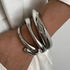 Chunky Geometric Spring Cuff Bangle in Gold-Tone or Silver-Tone - Image 5