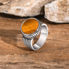 Tiger Eye Stone Round Finger Band for Men Boys, Stainless Steel Signet Ring, Chunky Male Punk Ring Jewelry - Image 5
