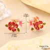 Colorful Enamel Flower Stud Earrings for Women Elegant Floral Petal Crystal Drop Earrings Jewelry Gift for Her - Image 22