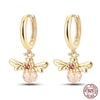 Silver Double stirrup Bee firefly zircon zircon Earrings for Women Jewelry Wedding Birthday mom Gift - Image 13