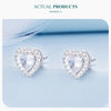 Silver Halo CZ Heart Stud Earrings Round Earrings Set Classic Engagement Jewelry for Couples - Image 19