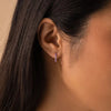 Rhinestone Simple Stainless Steel Birthstone Hoop Earrings Gold Color for Women Men Party Jewelry Gifts - Image 4