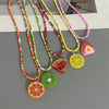 Various Fruit Pendant Necklace for Girl Women Handmade Rice Beads Bohemian Choker Watermelon Lemon Strawberry Neck Jewelry - Image 2