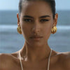 Gold Plated Wave Texture Stud Earrings Chunky Geometric Square Earrings Jewelry for Women - Image 1