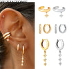 Yuxintyome Silver Ear Needle set with diamond star hoop earrings for women ear clip retro Wedding Jewelry - Image 1
