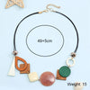 Vintage Wooden Geometric Pendant Necklace with Collar Handmade Ethnic Statement Bib Necklaces for Women Neck Jewelry - Image 3